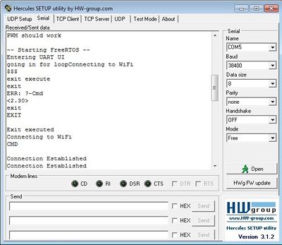 Figure 11: Testing to connect wireless module to the network on Hercules.